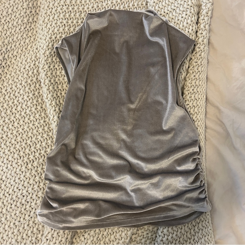 Velvet Silver Mock Neck Tank